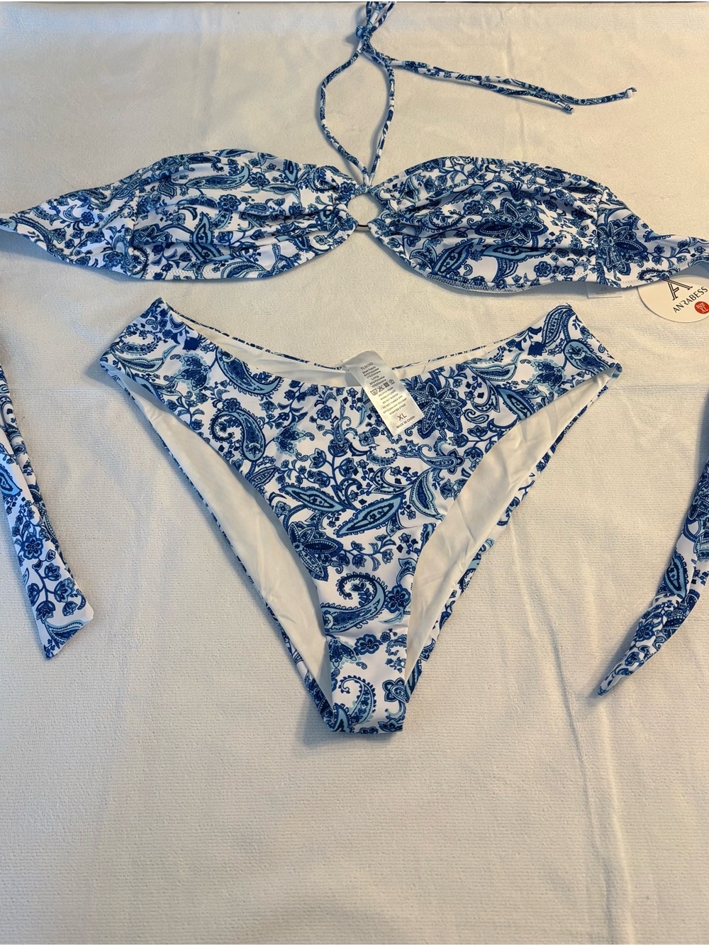 Blue Paisley Halter Bikini Set - Women - Picture 3 of 4